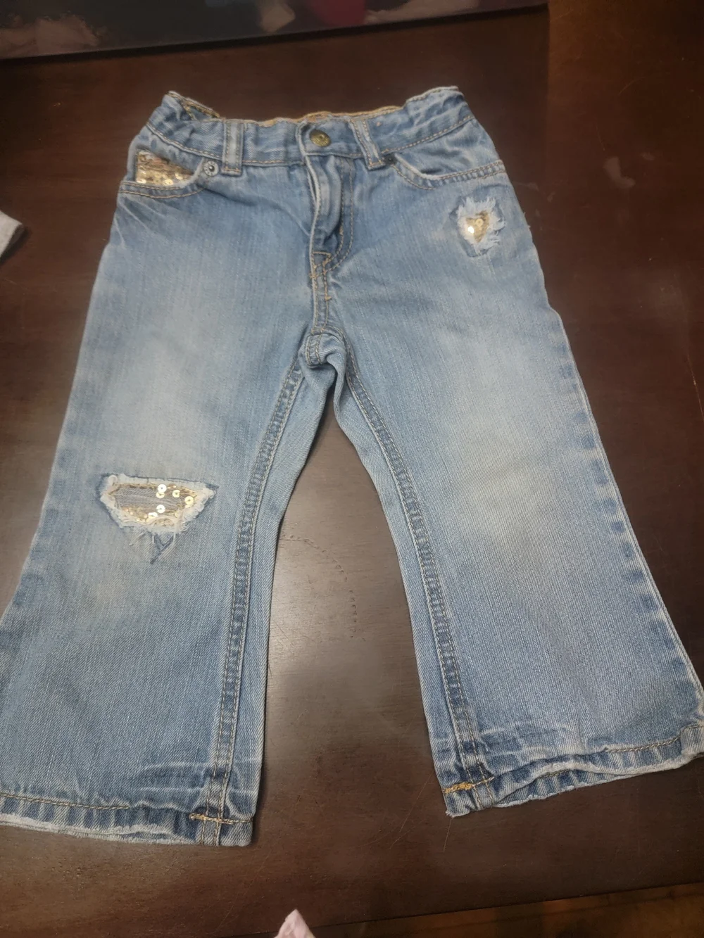 The Children's Place Light Blue Denim Jeans with Sequin Patches